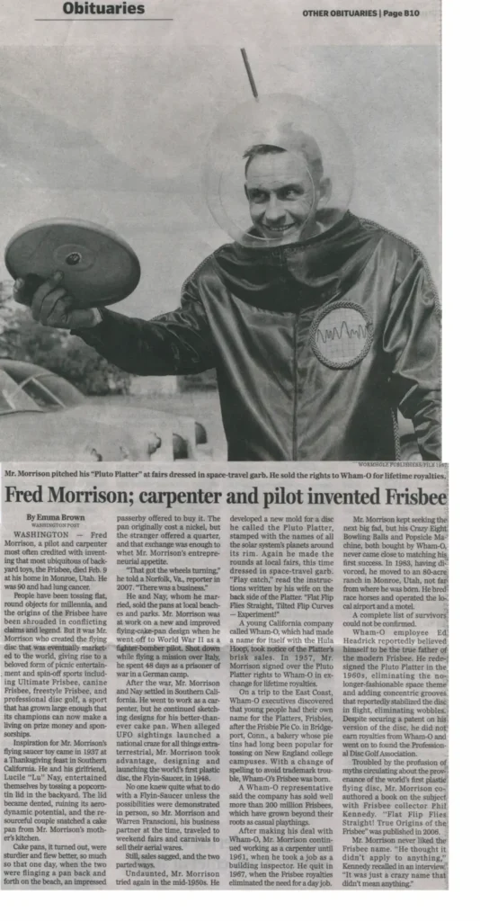 Fred Morrison inventor of the frisbee. Ultimate Frisbee on Cape Cod